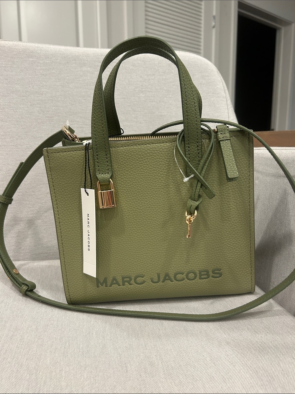 Marc Jacobs Olive Green Pebbled Leather Satchel